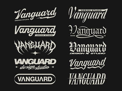 VANGUARD • Wordmark Logos 2024 barber logos blackletter brand designer brand identity brandidentitydesign branding custom lettering grunge branding lettering logo logos metal font logos punk branding script logos tattoo shop logos traditional logos type typography vintage