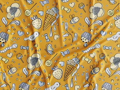 cute pattern bee bird branding cute design flower graphic design illustration pattern seamless sweet vector yellow