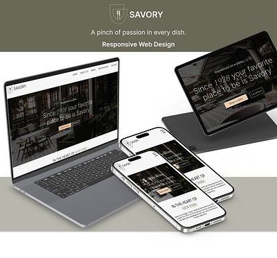 Savory Restaurant - Responsive Web Design animation branding graphic design logo ui