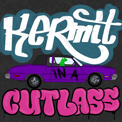 Kermit in a Cutlass design digital art graffiti graphic design graphic designer illustration