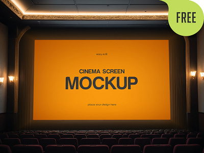 Free Cinema Screen Mockup. AI Generated audience auditorium chair cinema concert conference convention entertainment event festival film free freebie mockup movie premiere presentation screen seminar theater
