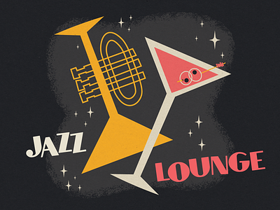 Jazz Lounge cocktails design gig poster graphic design illustration jazz poster design typography vector