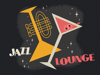 Jazz Lounge cocktails design gig poster graphic design illustration jazz poster design typography vector