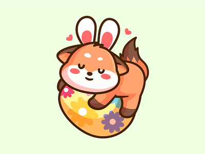 Happy Easter 🐣 adorable animal bunny cute dribbble easter egg funny happy jaysx1 kid outline rabbit sleep