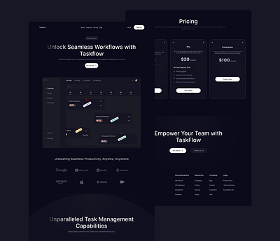 Taskflow: Landing Page animation saas ui