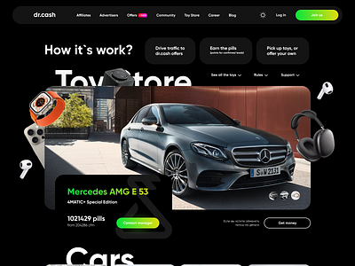 dr.cash ToyStore black theme black theme car design toystore ui ui ux web website