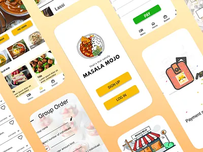 Masala Mojo: Thalis that satisfy branding casestudy define design empathy food application graphic design ideate illustrations logo masala mojo mobile app mockup mockups product design prototype takeout ui ux wireframes