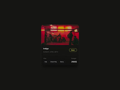 🎊event card book budget card clean music ui vibe