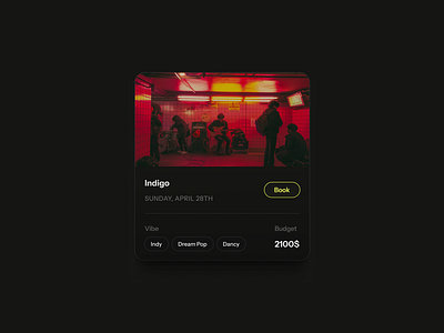 🎊event card book budget card clean music ui vibe