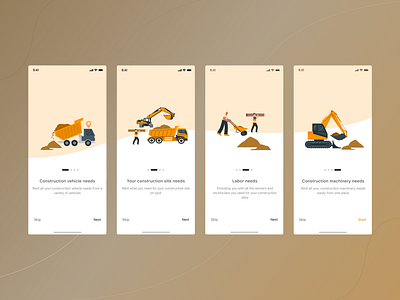 Onboarding Screens - App for renting construction equipment . design productdesign userexperince userinterface