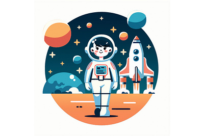 International Day of Human Space Flight Background astronaut celebration day earth flight galaxy human illustration mars moon nasa plane planet rocket sky space stars station travel vector