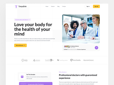 TanyaDok - Health Care Doctor clean consultation design doctor doctor design doctor website dribbble healty care landing page landingpage mangcoding trand ui uiux ux web design wireframe