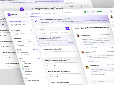 Customer Feedback Management - Insight b2b board clean communication crm customer customer feedback management dashboard design feedback interface management minimal product design saas tools ui user interface ux