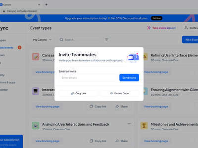 Invite Team - Popup aadd cansaas component dashboard invite invite member invite team member modal notification pop up saas schedule appoinment team teamwork workspace