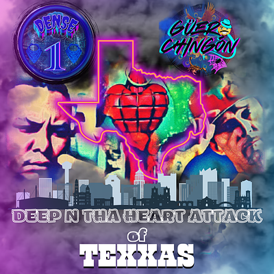 Deep N Tha Heart Attack Of Texxas colorful graphic design layered portrait song cover texas text