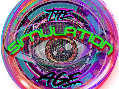 The Simulation Age colorful eye futuristic graphic design layered logo text