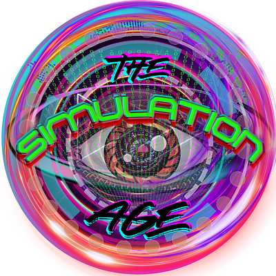 The Simulation Age colorful eye futuristic graphic design layered logo text