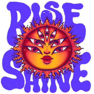 Rise and shine art charcterdesign hippie illustration latin lettering sun