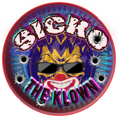 Sicko the Klown bulletholes circle clown colorful graphic design layered logo sunglasses text