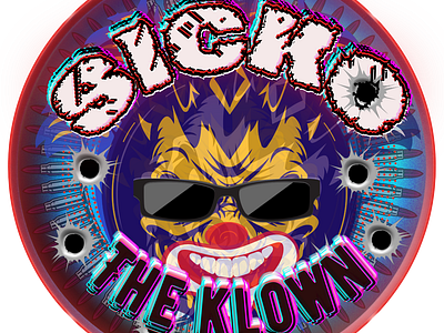 Sicko the Klown bulletholes circle clown colorful graphic design layered logo sunglasses text