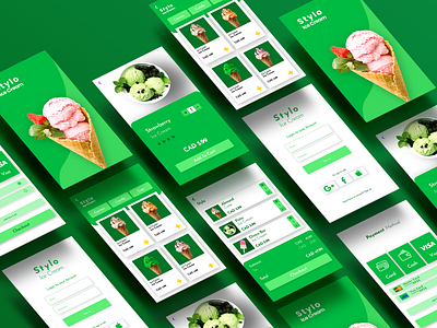 Stylo Ice Cream App app app design brand identity branding design graphic design ui ui design uiux ux vector