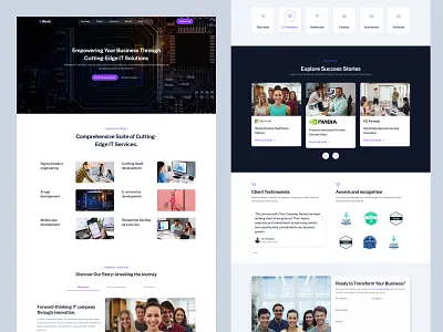 Creative IT Company / IT Service Landing page design about us awards cards case study clean contact us form creative design figma figma landing page hero section homepage landingpage modern service team testimonial ui ui design website