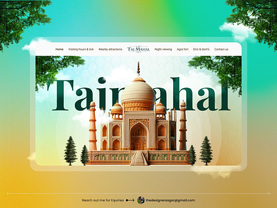 Taj Mahal tourism Website's hero section hero section design minimal ui web website website design