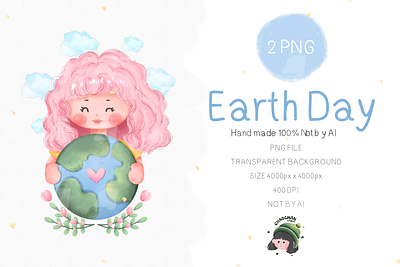 The Girl With Earth Day Clipart 3d animation branding cute design earth earth day girl graphic design illustration logo motion graphics the girls typography ui ux vector