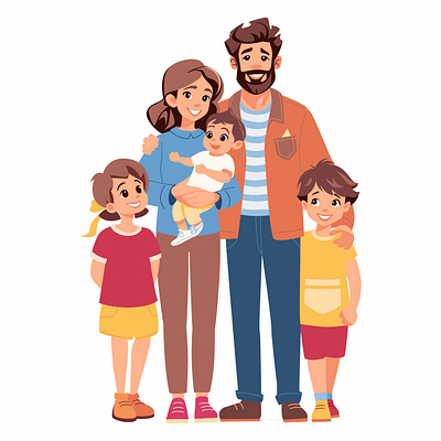 Family characters family flat flat illustration grandparents illustration kids pet vector