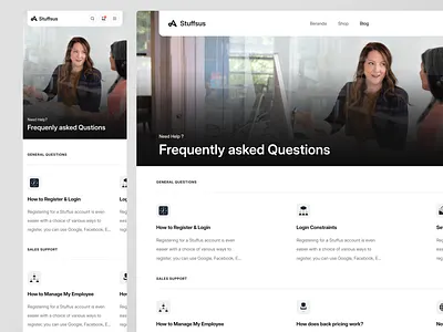 Stuffsus - FAQ (Responsive) account create design ecommerce faq mobile app mobile design onlineshop shoping ui ux