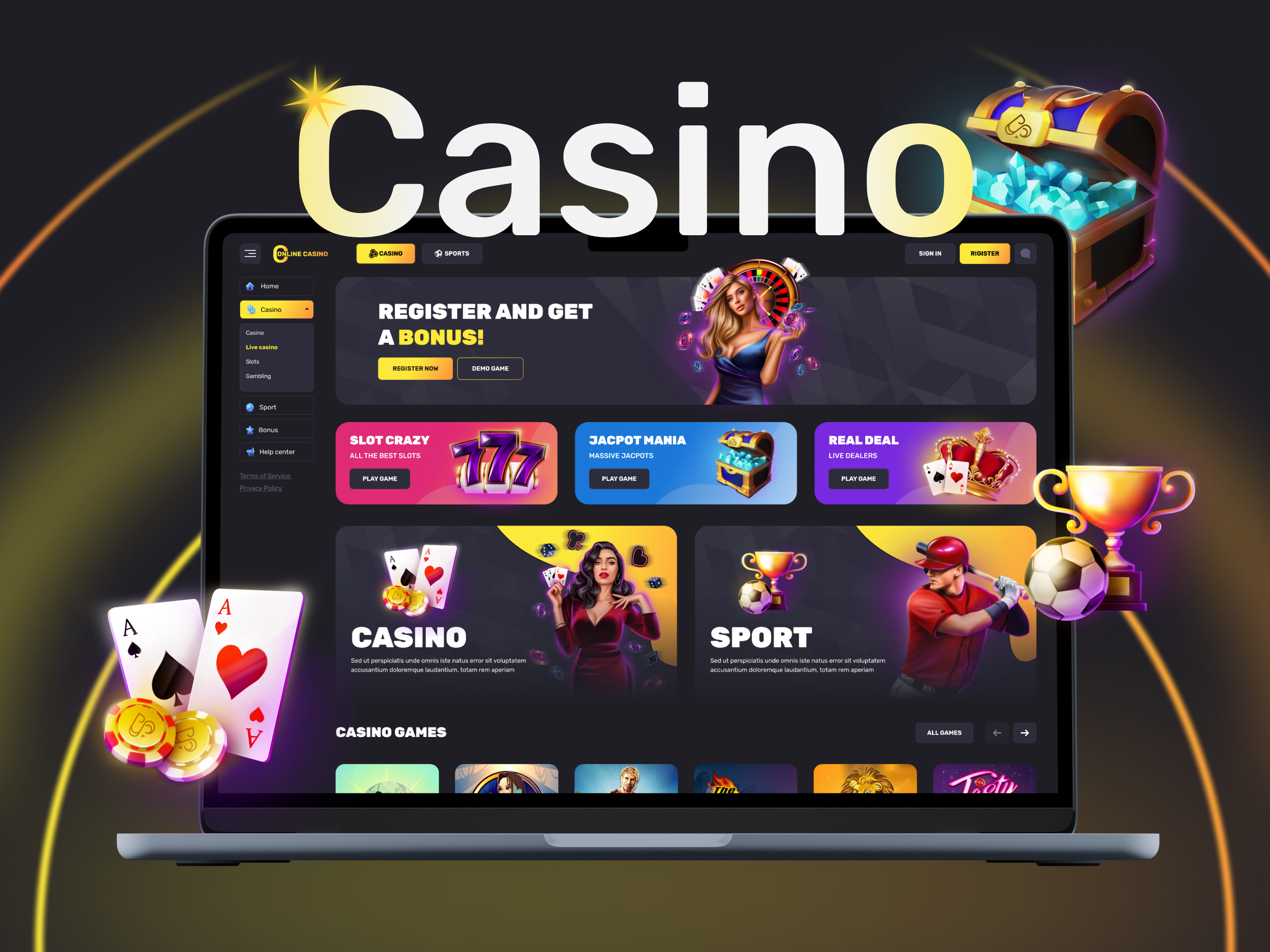 Example of Gambling Website (Desktop + Mobile) 