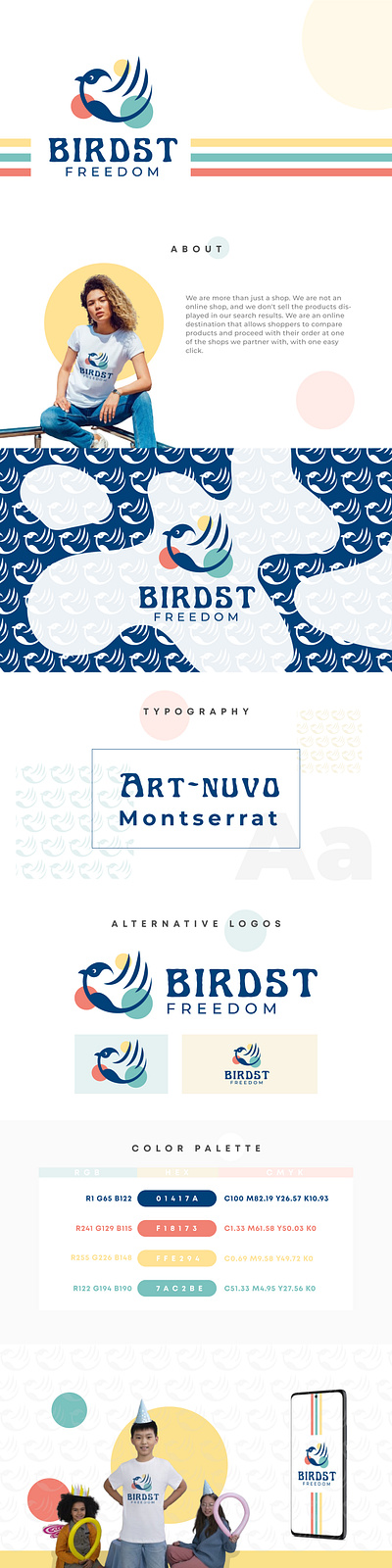 BIRDST FREEDOM PROJECT branding colorful hand logo