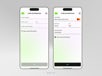 Credit Card Checkout (Daily UI #002) app bank concept credit card dayliui mobile mobile app mobile ui payment product purchase ui uiux