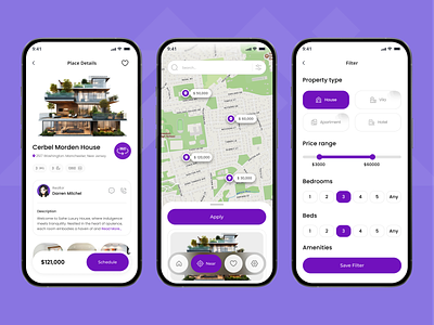 Monster State - AI Powered Real Estate App ai apartment artificial intelligence broker clean ui graphic design home house listing app mobile app mobile app design property property app real estate real estate agency real estate app real estate marketplace rent app ui villa