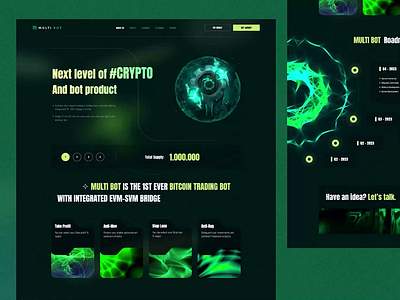 Crypto landing page no.3 3d abstract animation coin crypto design globe gradient green illustration landing landing page motion nft ui ui design ui ux website yellow