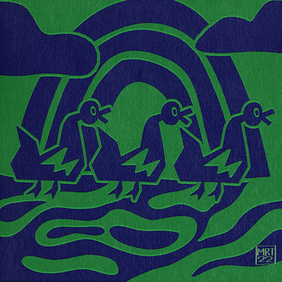 Ducks blue design ducks etching green illustration illustrator printmaking vectorart