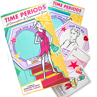 Illustrations + Graphic Design for "Time Periods" Game feminine game design girlie graphic design illustration line art sketch style vintage women empowerment