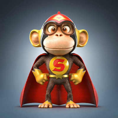 super monkey 3d blender character , rate it guys 3d branding