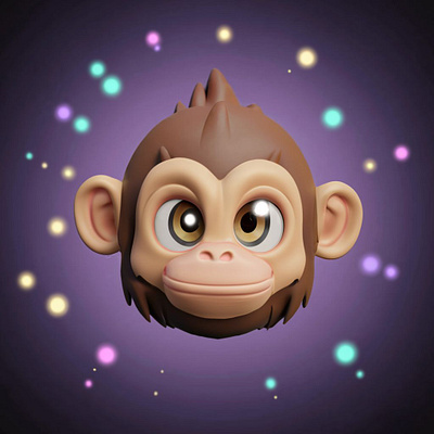 monkey face in 3d blender rendered. 3d