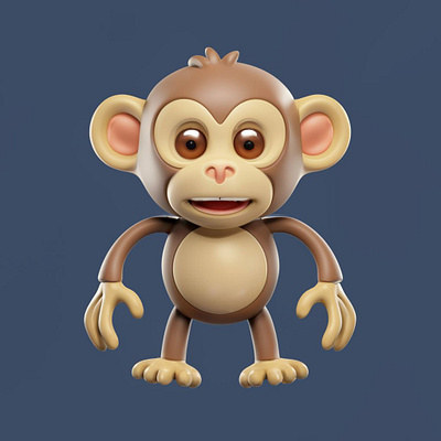full monkey character created in blender. graphic design ui