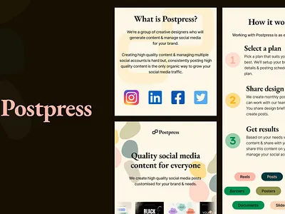 Postpress branding & explainer branding card design logo minimal