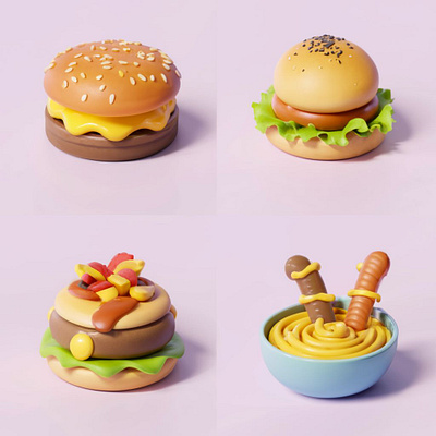 burgers and fast food 3d 3d motion graphics