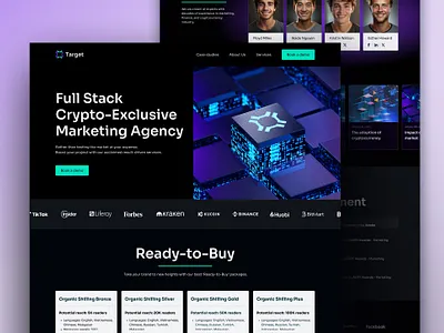 Crypto Agency Landing page block chain clean design crypto dark ui desktop ui landing page ui web design web3