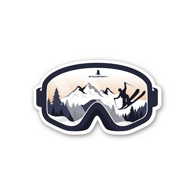 Stickers bear decal glasses mountain snow snowboard sticker sunglasses white