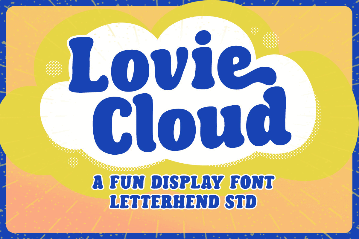 Lovie Cloud Fun Display Font branding freebies