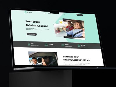 Driving license Website Design🚗 car driving driving class driving course driving license driving web landing page driving website design landing page lesson road safety training ui web design web page website website design
