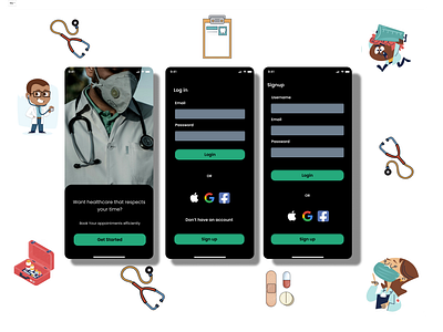 Sign up UI Design colourpalette doctorapp firstui loginpage loginpgae signuppage typography ui
