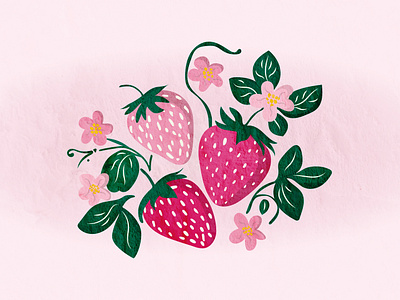 Cottage Core Strawberries | Illustration adobe illustrator adobe photoshop cottage core cottage core strawberries designer digital illustration graphic graphic design illustration illustrator mockup procreate strawberries strawberry svg wall art