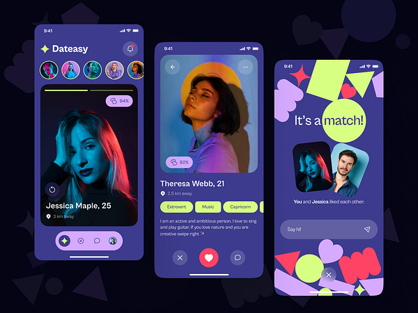 Dating Mobile App Design Concept by Ronas IT | UI/UX Team on Dribbble