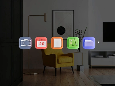 AR icons 3d 3d icon animation ar calendar camera colorful folder icon mr note paiting vr xr